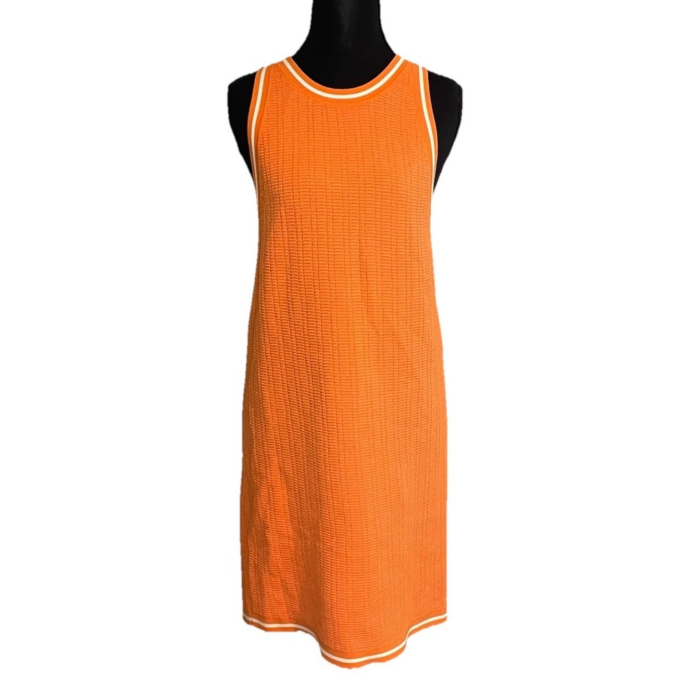 PQ Swim Paloma Logan Dress Sporty Knit Mini Dress Orange Ribbed Cover Up Med/Lg